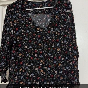 Women's Floral Black Top